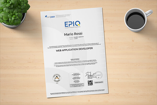 Mockup attestato EPIQ WAP